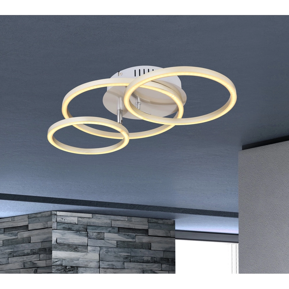 Lampe de plafond moderne Kendy 3 anneaux en nickel Globo 9007371407743