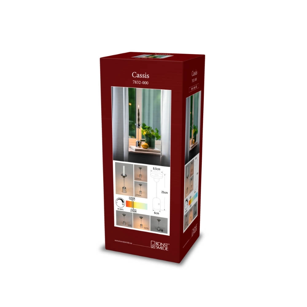 Lampe de table rechargeable Cassis Acier inoxydable pour chandelier KonstSmide 7318307832006