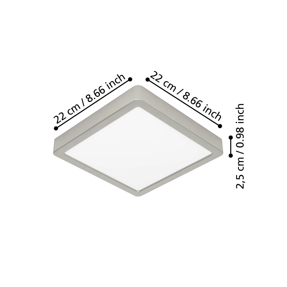 Lumière LED de plafond Fueva 6 Carré - Acier inoxydable - 22x22cm Eglo 9008606330270