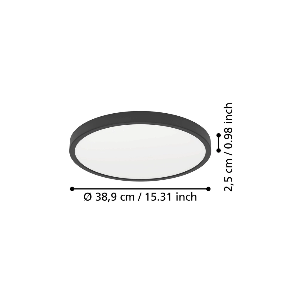 Lumière LED de plafond Fueva 6 rond - noir - Ø 38,9cm Eglo 9008606330096