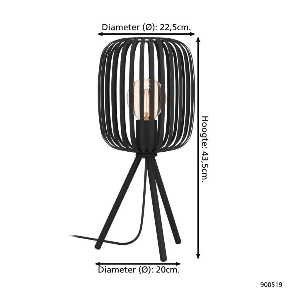 Lampe de table noire Romazzina Ø 20 cm Eglo 9008606244485