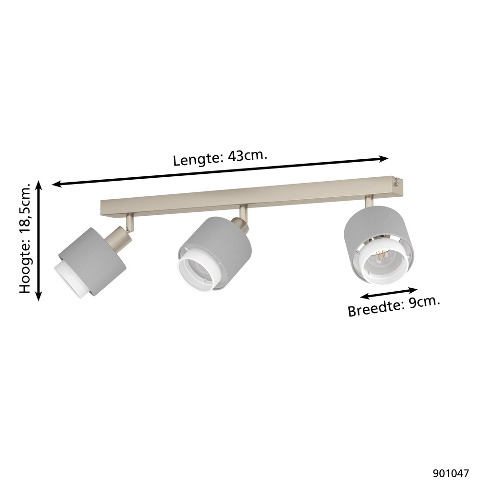 Lampe de plafond à 3 lumières Bellizzi Acier inoxydable - 2x E14 Eglo 9008606304387