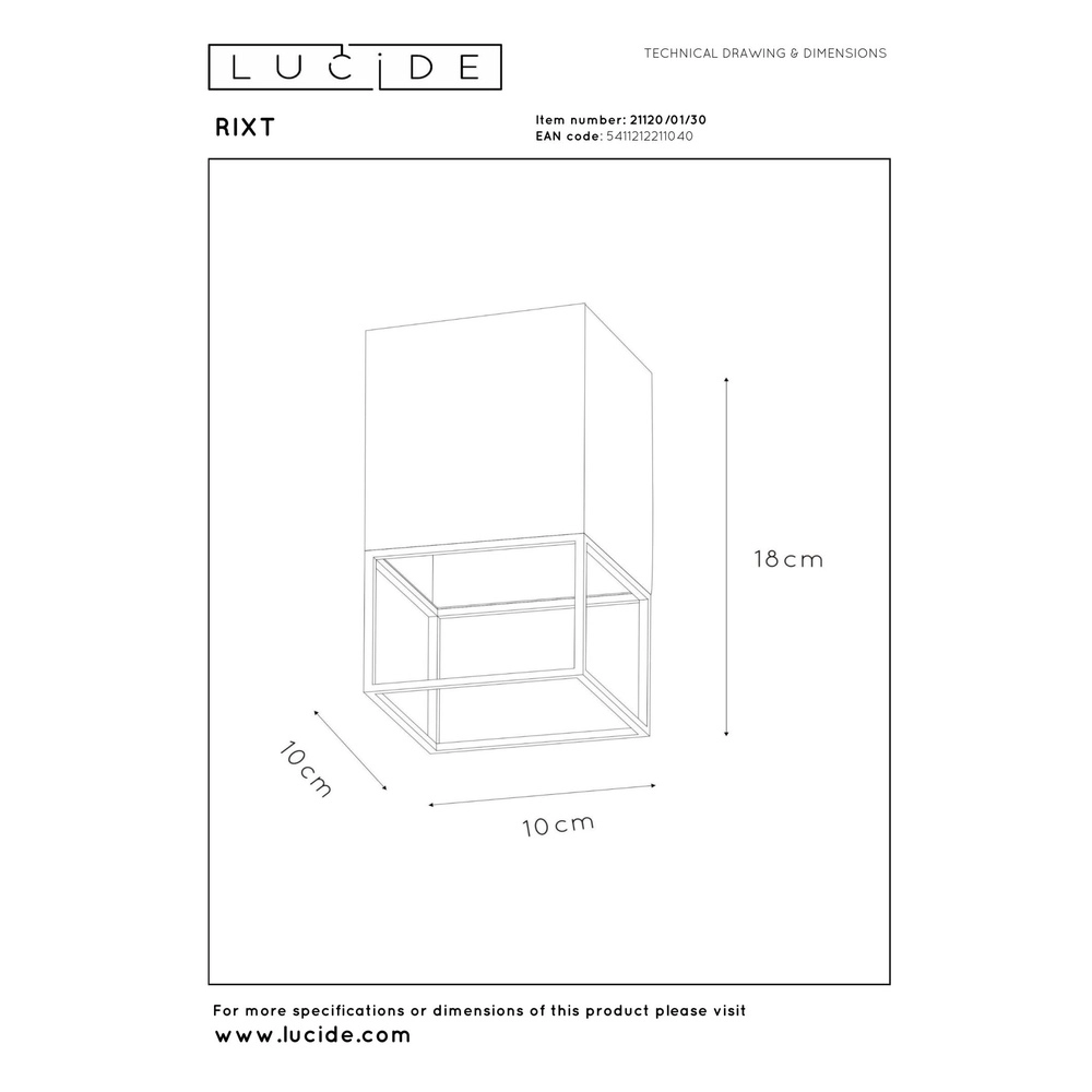Lampe de plafond élégante Rixt Noir simple avec or Lucide 5411212211040