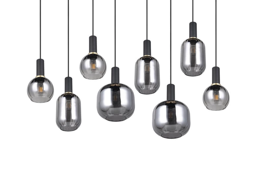 Lampe suspendue pour salle à manger Diva 8 lumières - verre fumé Trio 4017807614589