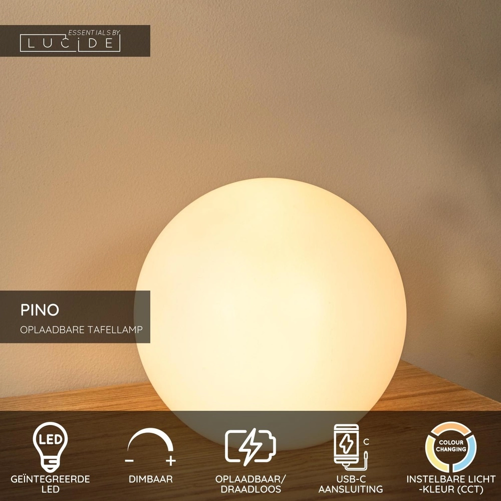 Lampe de table rechargeable Pino M - blanc Lucide 5411212061645