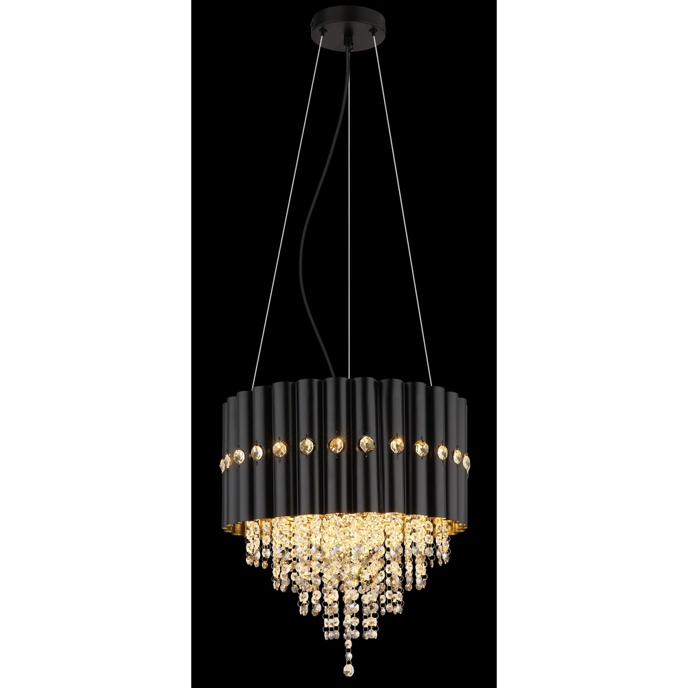 Lampe suspendue Eleos noir avec du cristal Globo 9007371528431