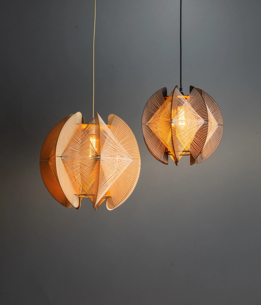 Lampe suspendue en bois avec fils Jessica chêne - Ø 40 cm ETH 8720195312147