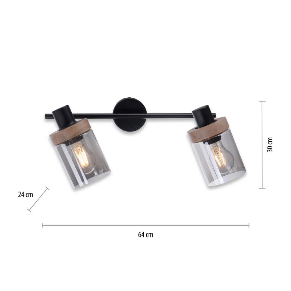 Plafonnier Pasqual 2 lumières noir Just Light 4043689986117