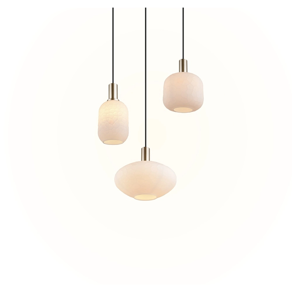 Lampe pendante à 3 lampes Emelie Or avec verre blanc Trio 4017807724318
