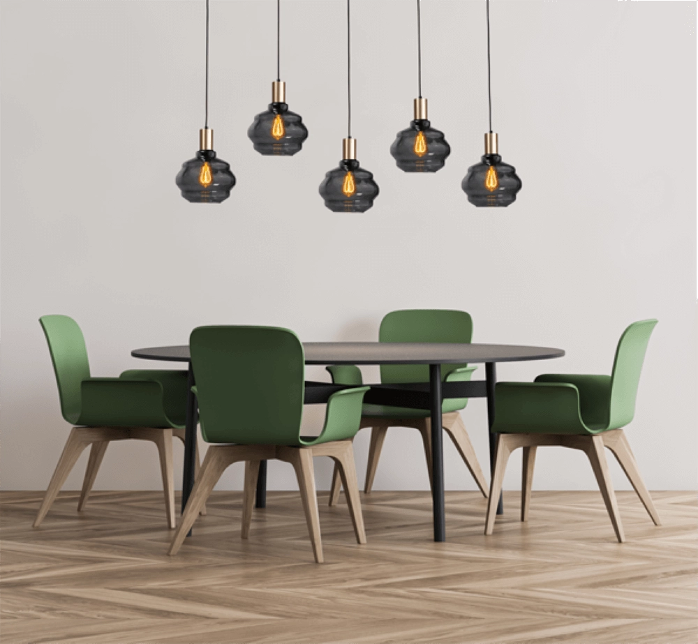 Lampe suspendue 5 lumières - dorée - Porto avec verres à fumée Ball - Ø 24cm Masterlight 8718121270142