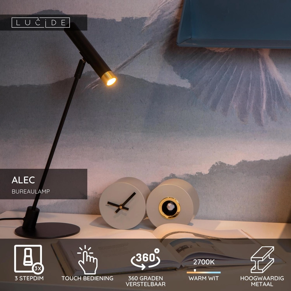 Lampe de bureau Alec Noir de conception Lucide 5411212031969