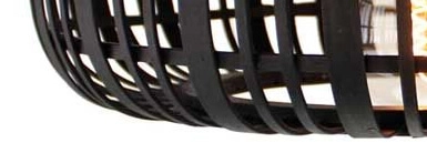 Plafonnier noir Woodrow rotin Brilliant 4004353391811