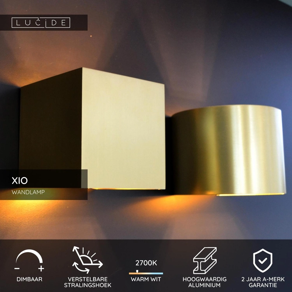 Projecteur mural carré Xio 2700K or Lucide 5411212092441