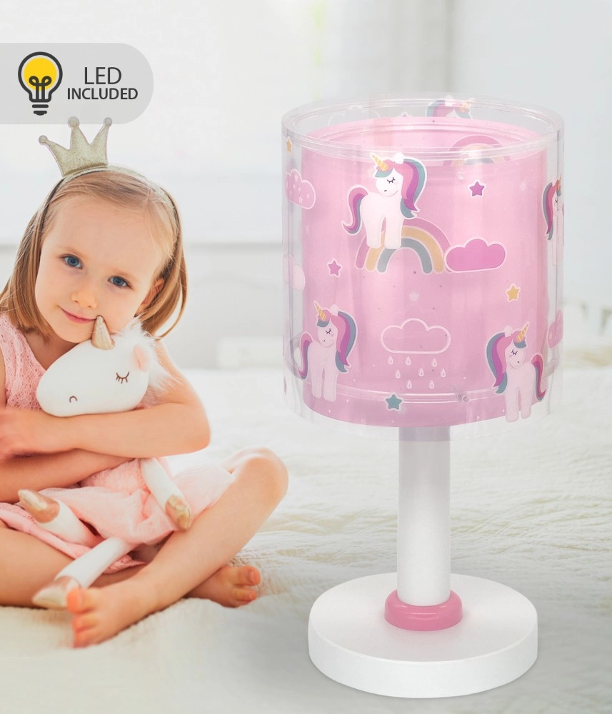 Lampe de table Unicorns rose pour chambre d’enfant Dalber 8420406002248