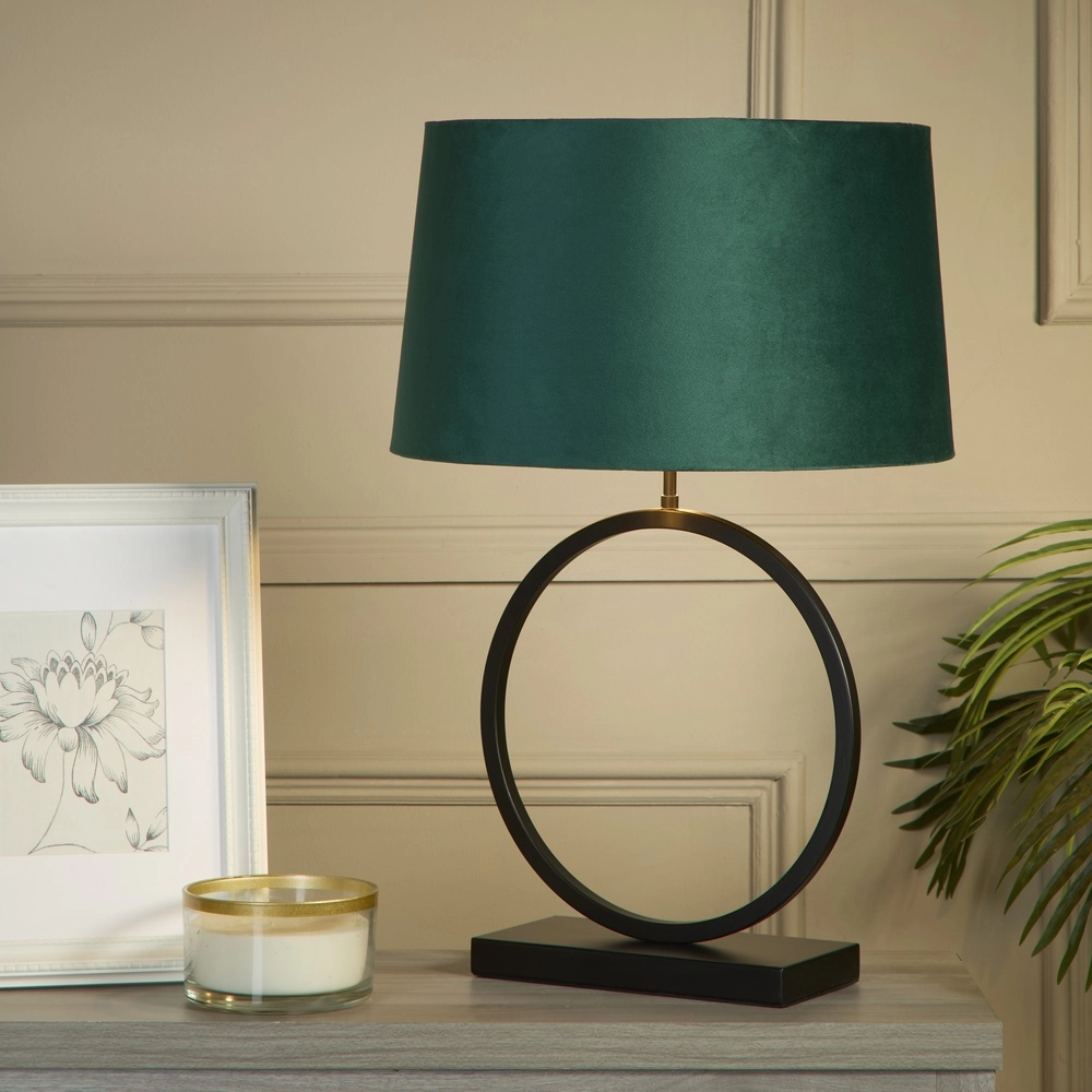 Lampe de table Elegant Noir avec capuche émeraude Searchlight 5053423305462