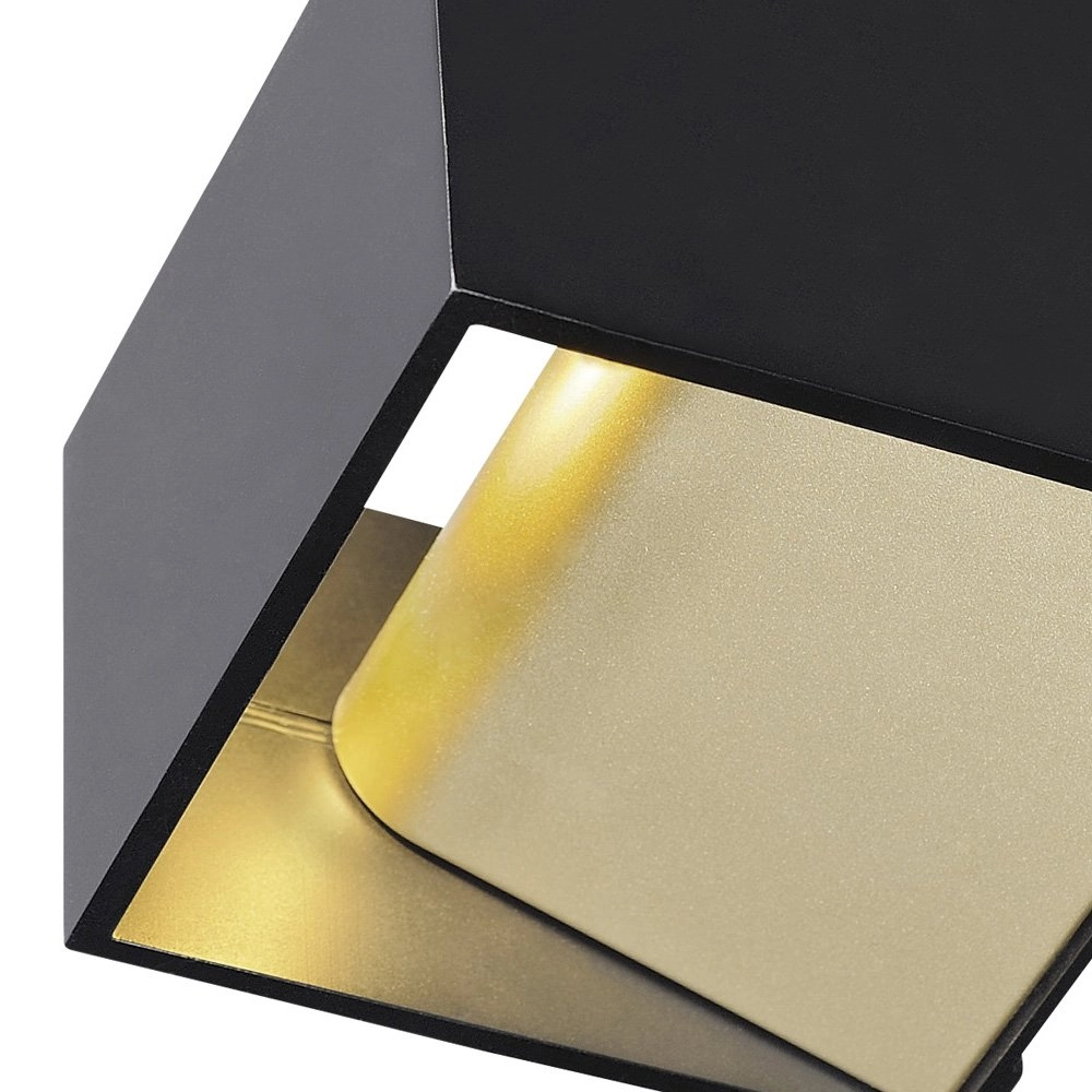 Lampe LED Logs Up - Down carré noir avec de l'or SLV 4024163189309