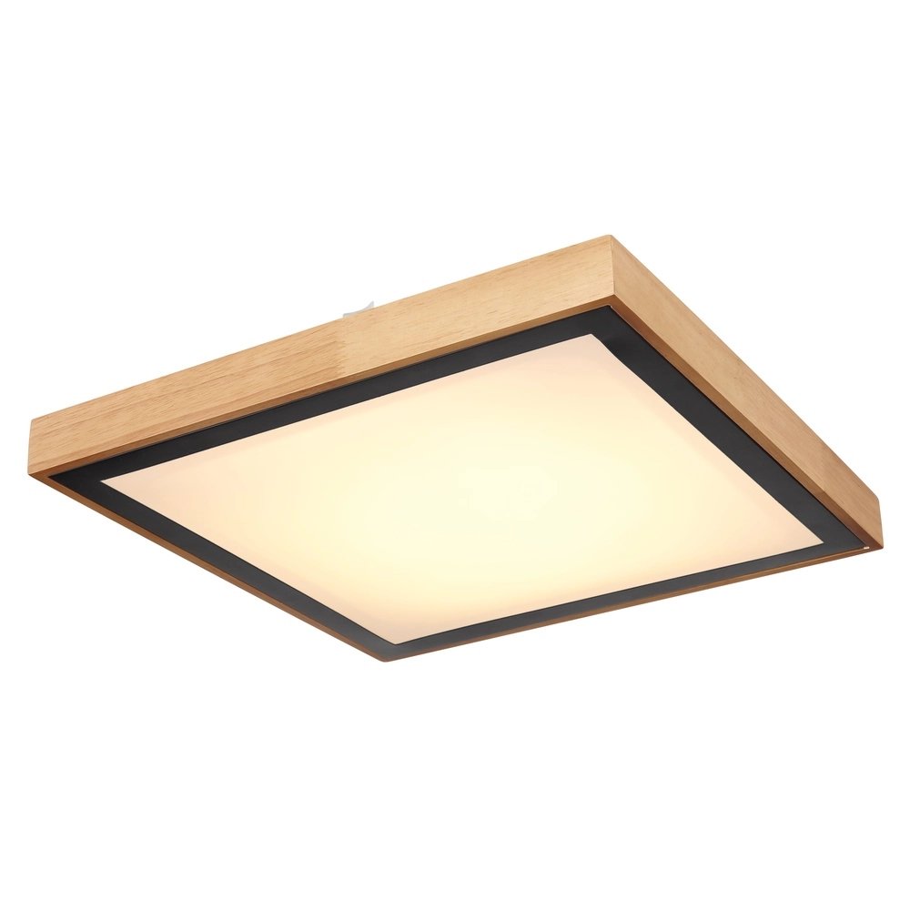 Lampe de plafond Bruno 39 cm carrés noirs avec du bois Globo 9007371433469