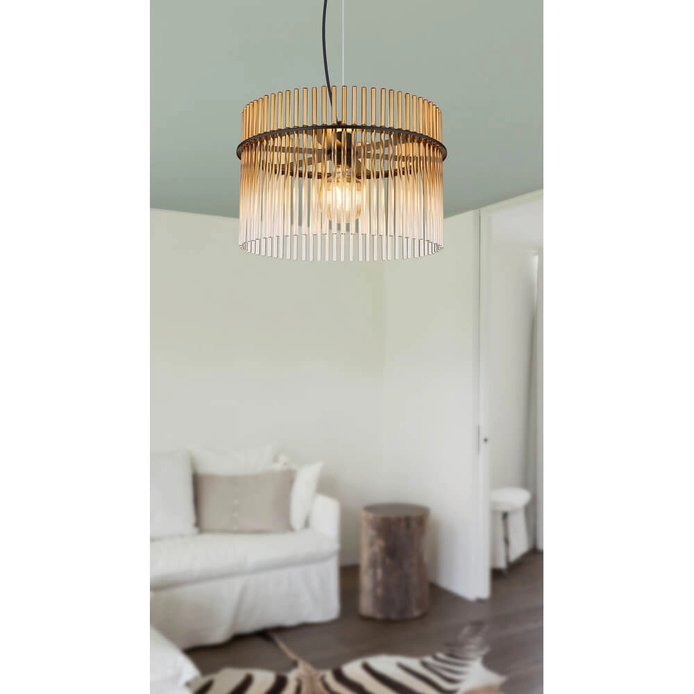 Suspension noire Gorley avec verre ambré Ø 40cm Globo 9007371465996