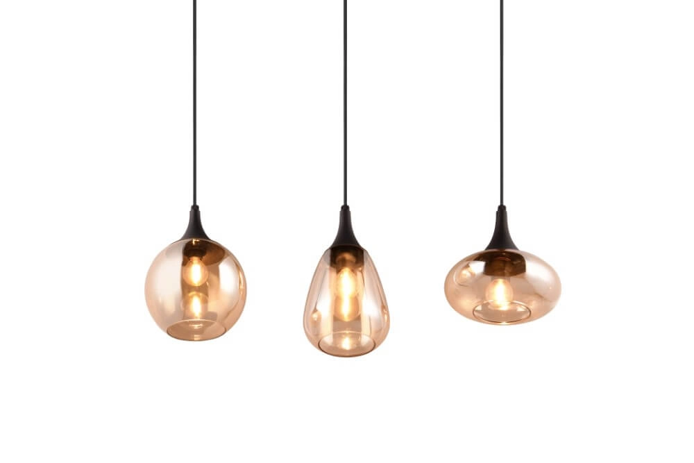 Lampe suspendue 3 lumières Lumina avec verre ambré Trio 4017807597080