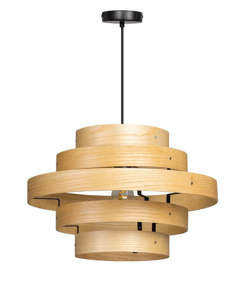 Lampe suspendue en bois Oaknut 5 anneaux