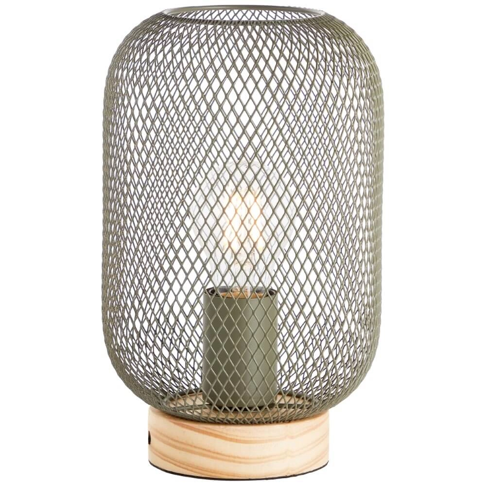 Lampe de table verte Giada avec du bois Lampe de table verte Giada avec du bois