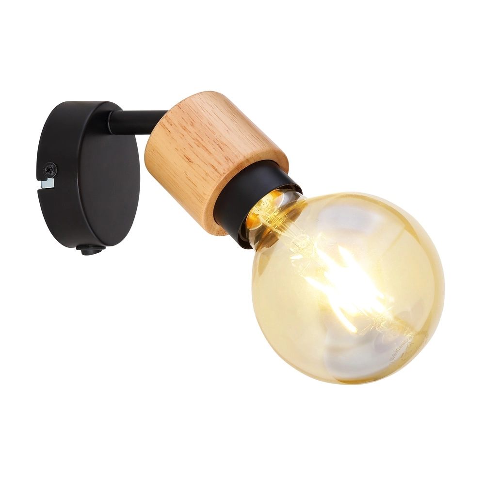 Lampe murale Jorna noir avec bois