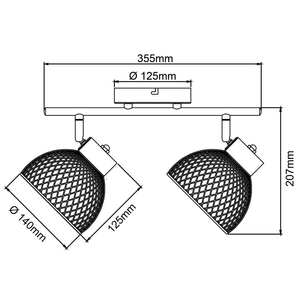 Plafonnier 2 lumières Thuy noir avec du bois Brilliant 4004353409578