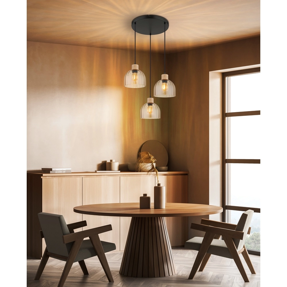 Lampe pendante à 3 lampes Swanson Noir Globo 9007371580651