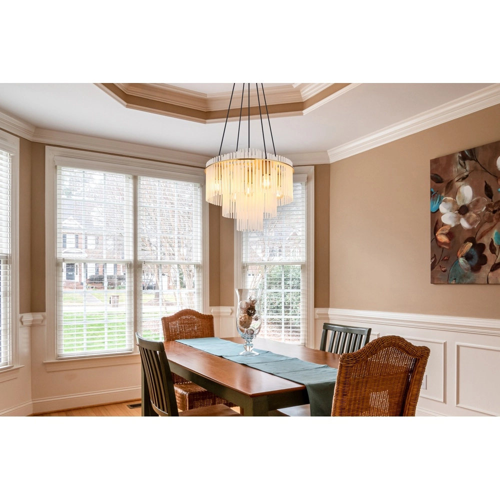 Lampe pendante Ø 50cm Gorley Or avec des bâtons en verre blanc Globo 9007371512133