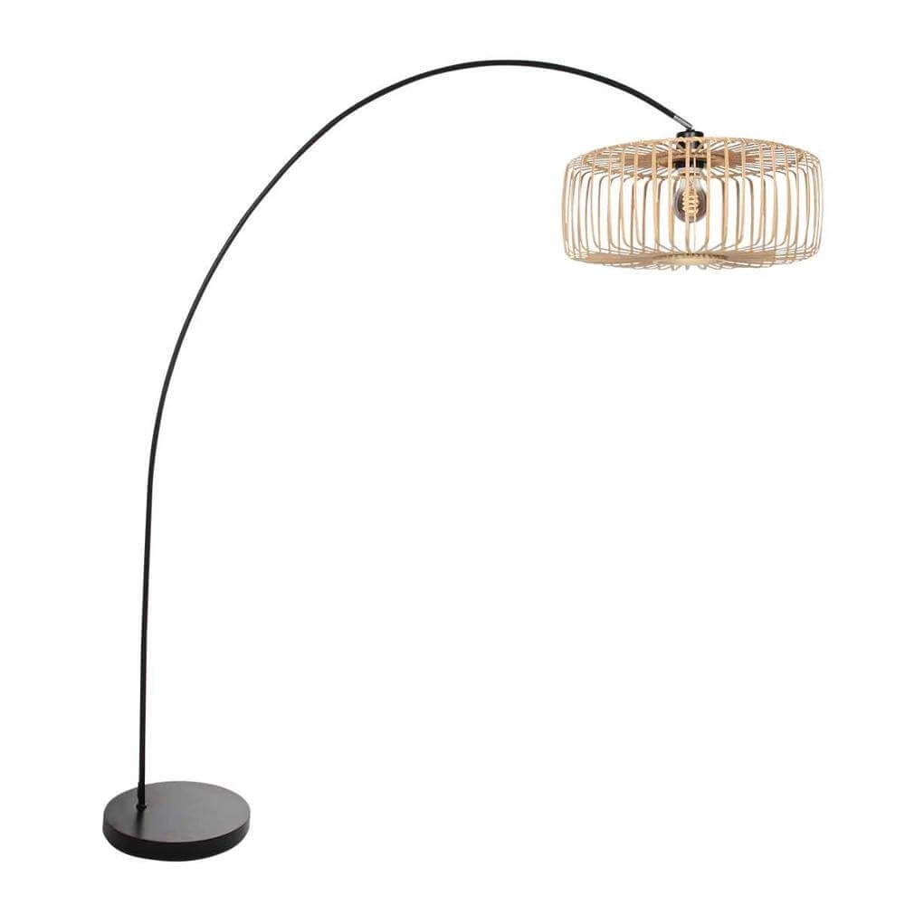 Lampe à arc Solva noir avec bambou