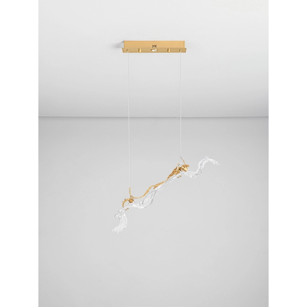 Lampe pendante dorée Avesa avec du verre transparent Lyora 5212063500419