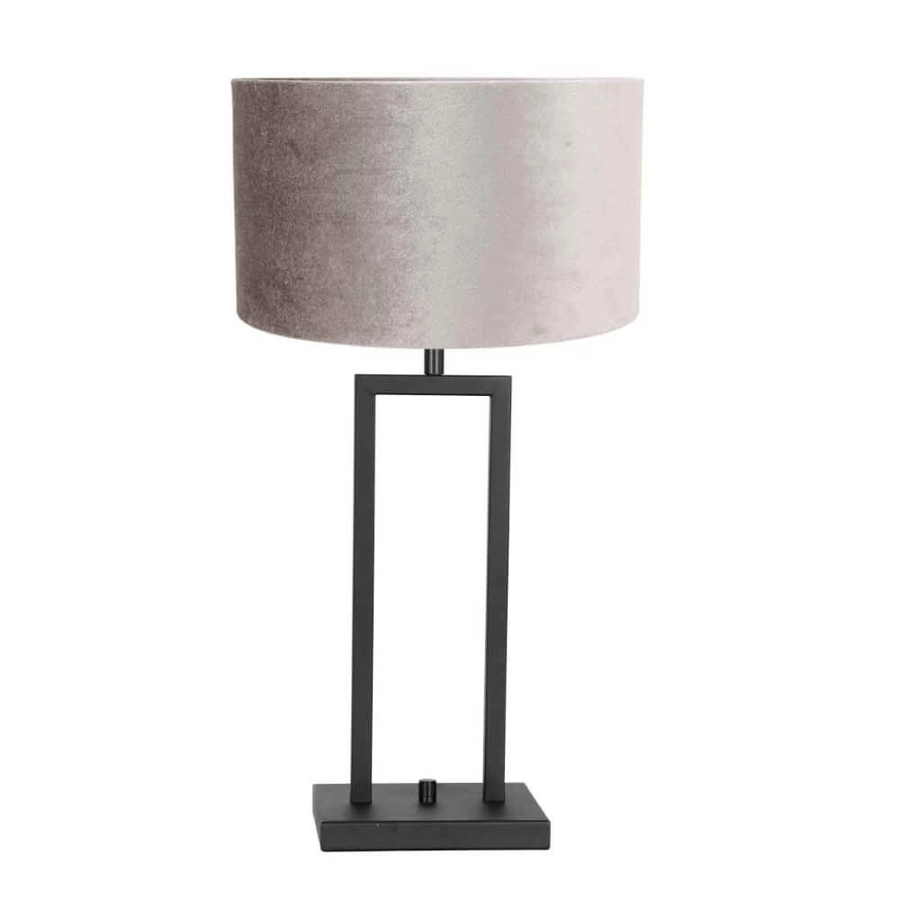 Lampe de table Stanger velours argenté avec du noir