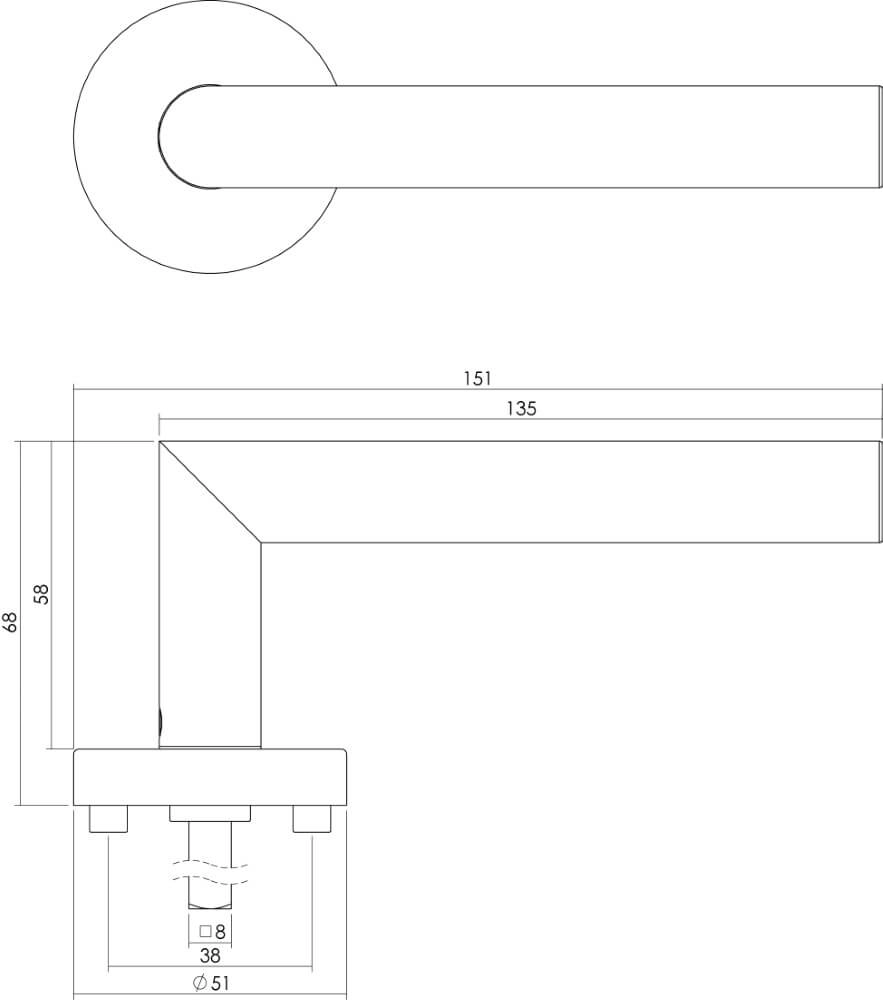 Poignée de porte étanche Hoek 90 Rosace en acier inoxydable Intersteel 8714186282939