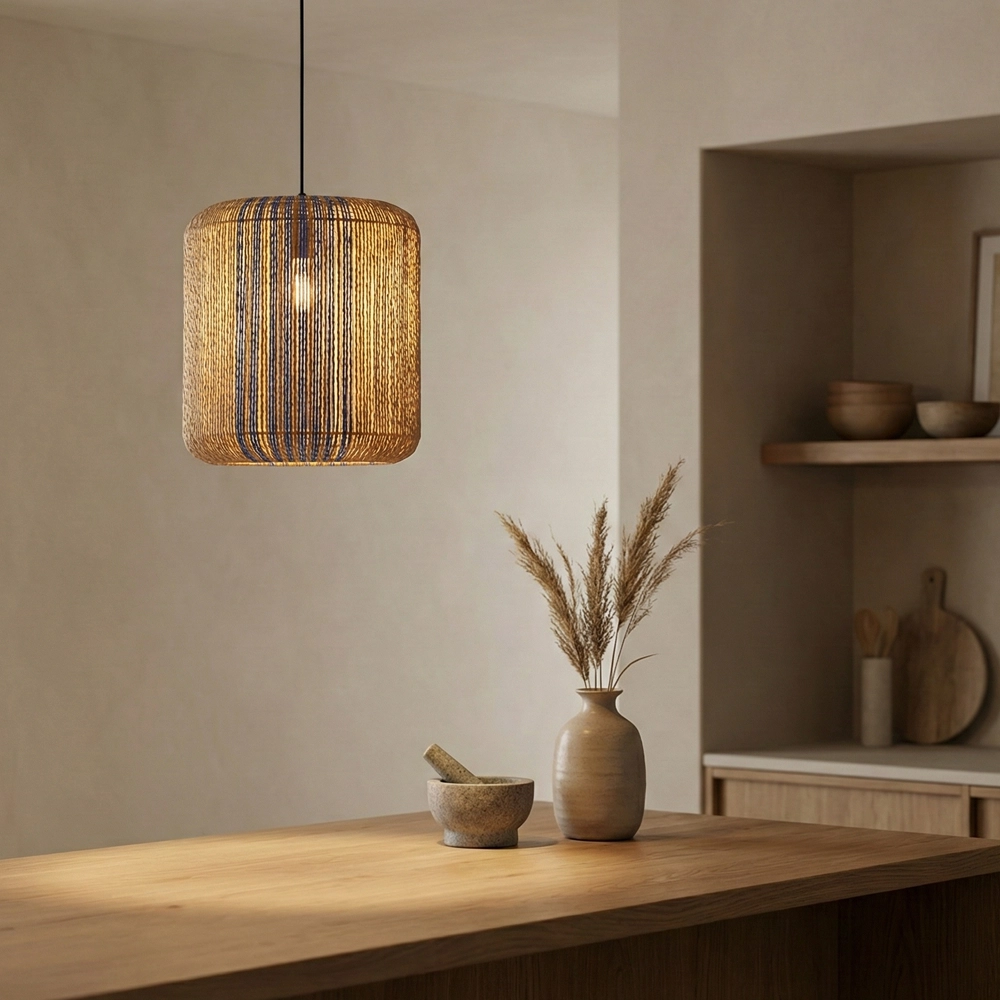 Suspension Abby Ø 33cm bleu avec marron