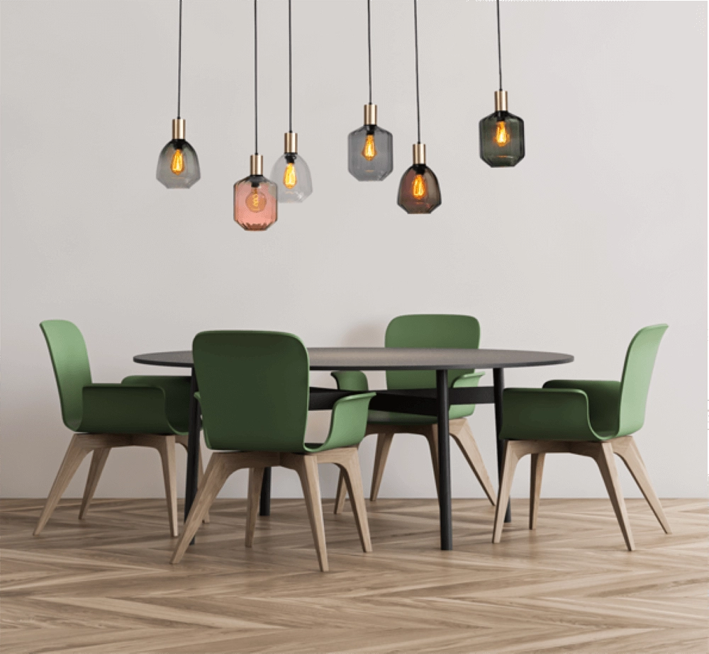 Lampe suspendue 6 lumières - dorée - Porto avec des lunettes différentes Masterlight 8718121270661