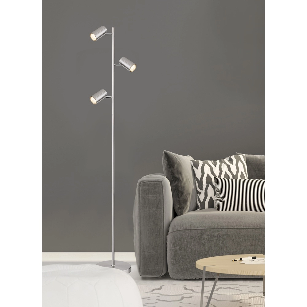 Lampe sur pied à 3 lumières Robby nickel Globo 9007371428854