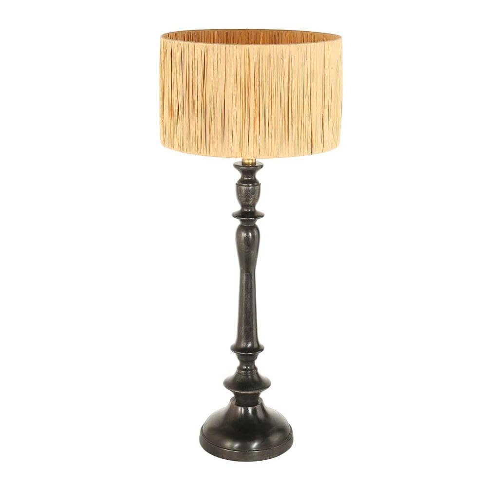 Lampe de table Bois avec capuche couleur paille