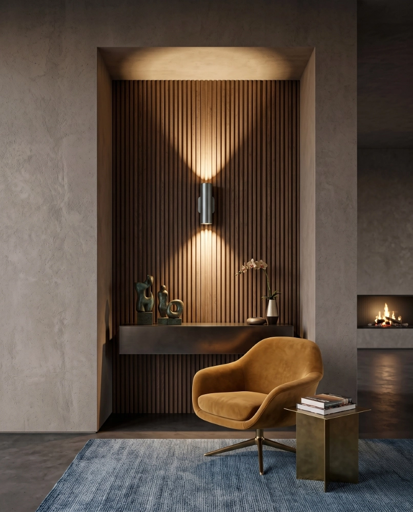 Applique murale bronze clair Megano 2 avec éclairage haut et bas
