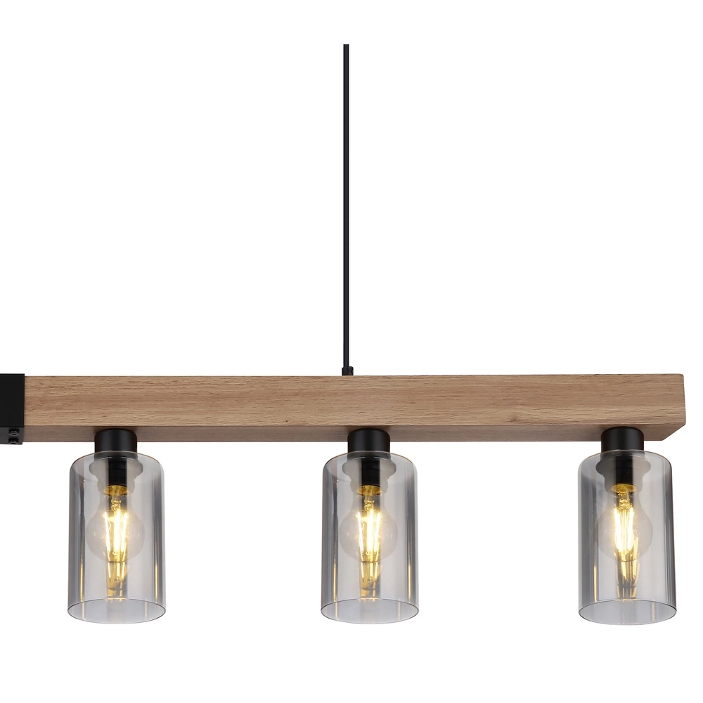 Lampe suspendue Hadera Noir à 6 lumières avec verre fumé Globo 9007371443253