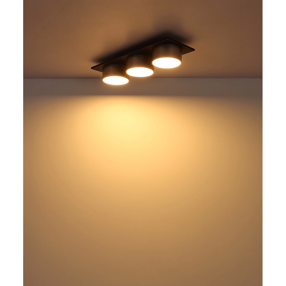 Lampe de plafond à 3 lumières Raymond noir avec du champagne Globo 9007371533862