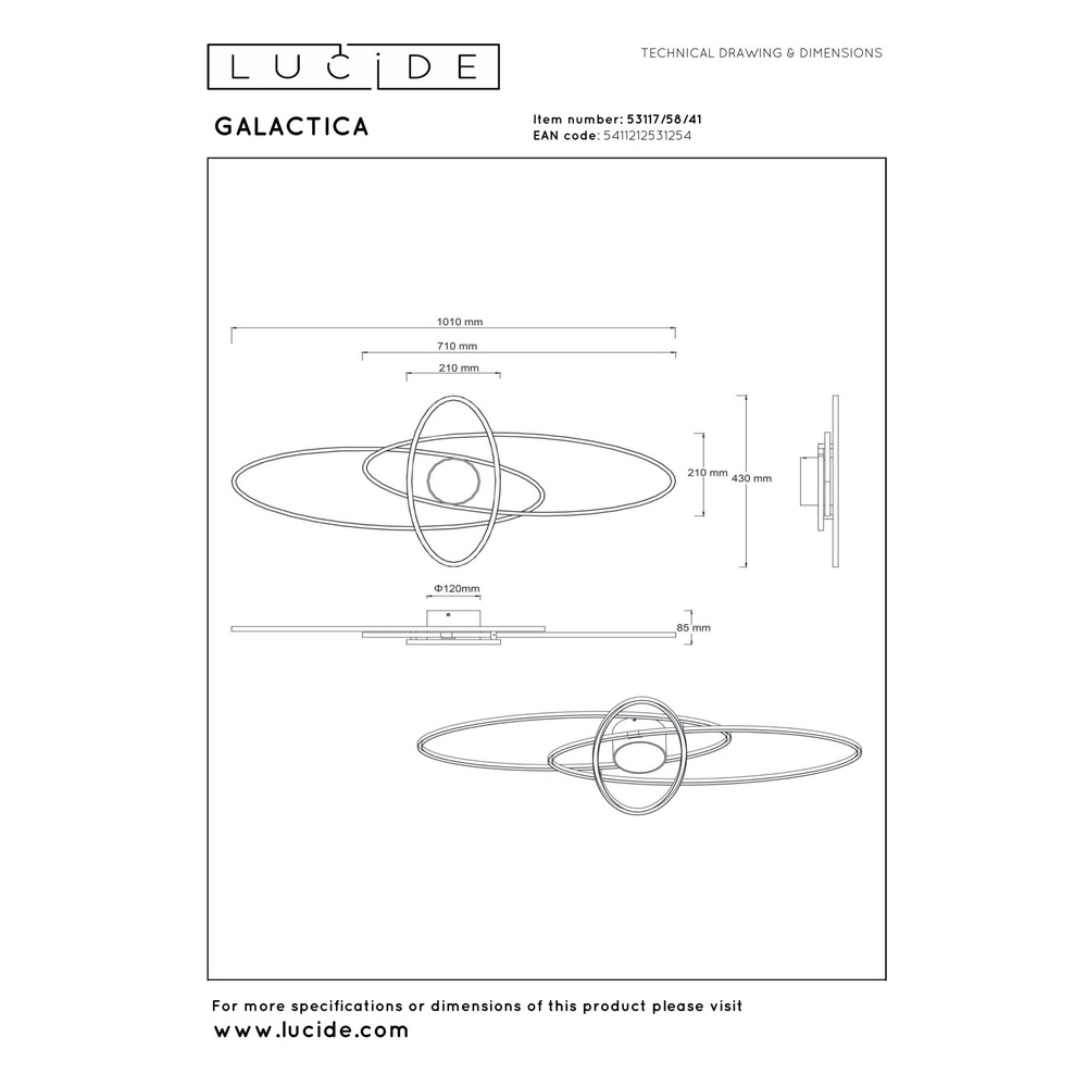 Éclairage de plafond moderne Galactica brun sable Lucide 5411212531254