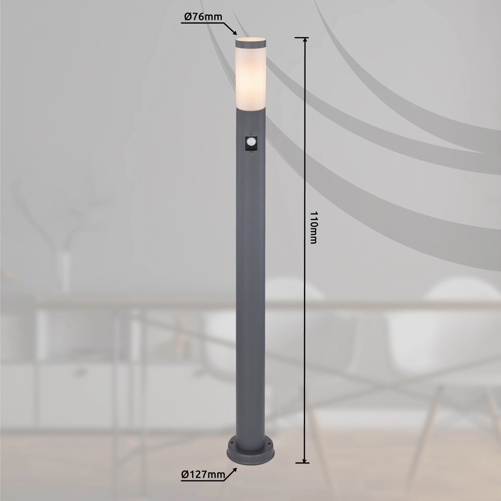 Lampe de jardin 110cm Boston anthracite avec blanc et capteur Globo 9007371414666