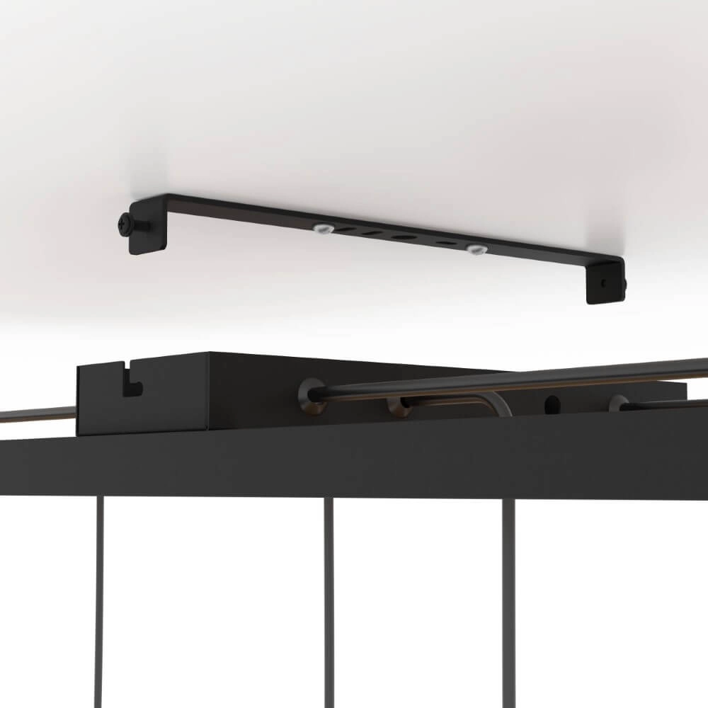 Lampe suspendue 6 lumières Consett noir avec du bois Eglo 9002759437251