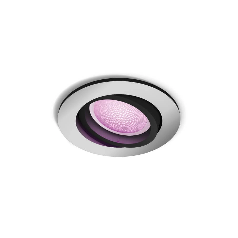 Spot encastrable rond Hue Centura - White and Color gris argenté orientable Philips 8720169318793