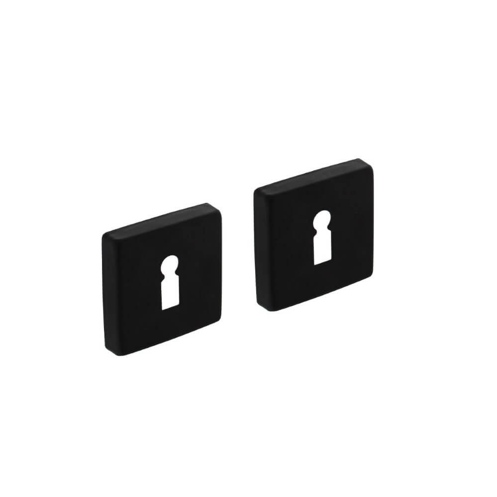 Lot de 2 rosaces clés Tira Carré noir en aluminium Lot de 2 rosaces clés Tira Carré noir en aluminium