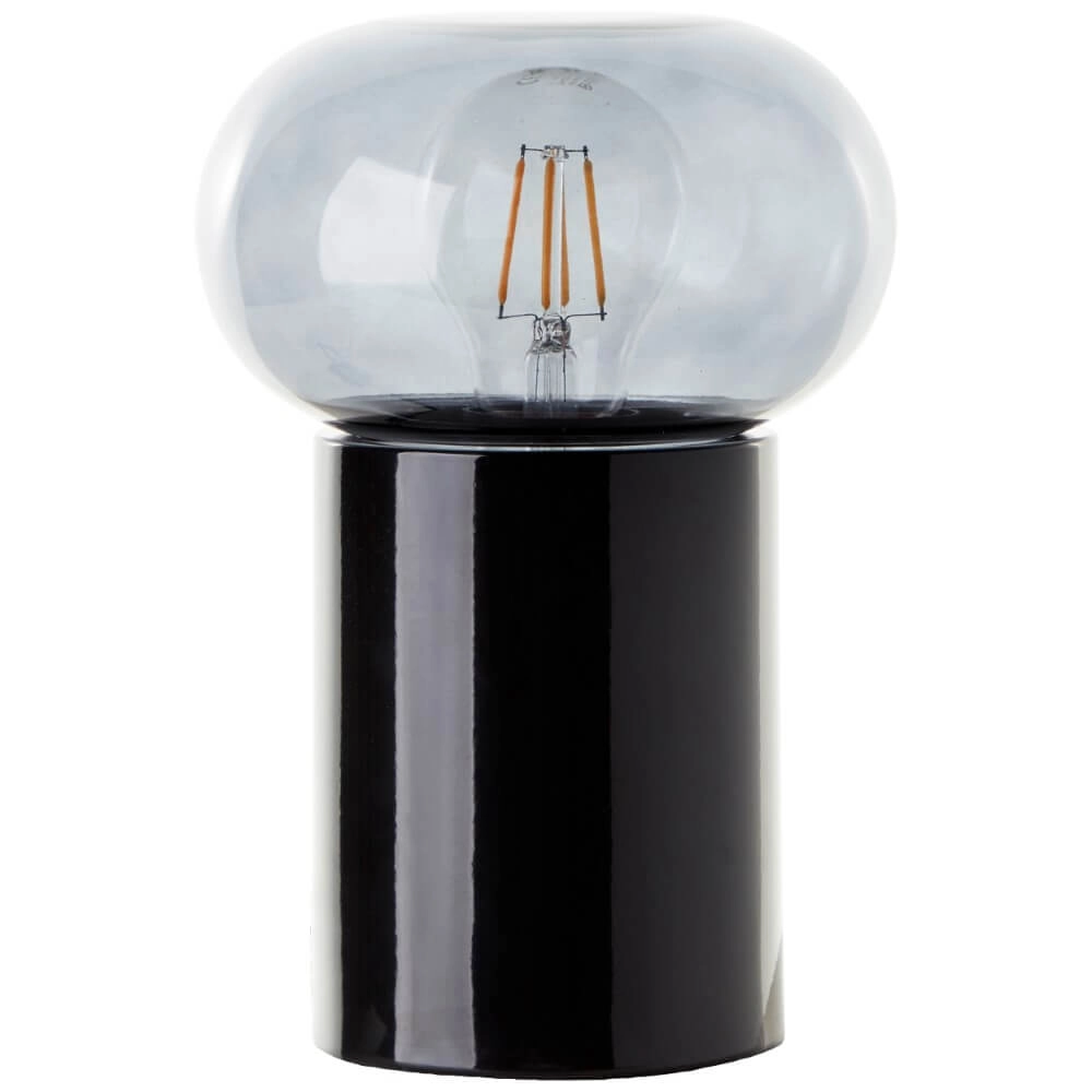 Lampe de table noire Knut avec verre fumé Brilliant 4004353430169