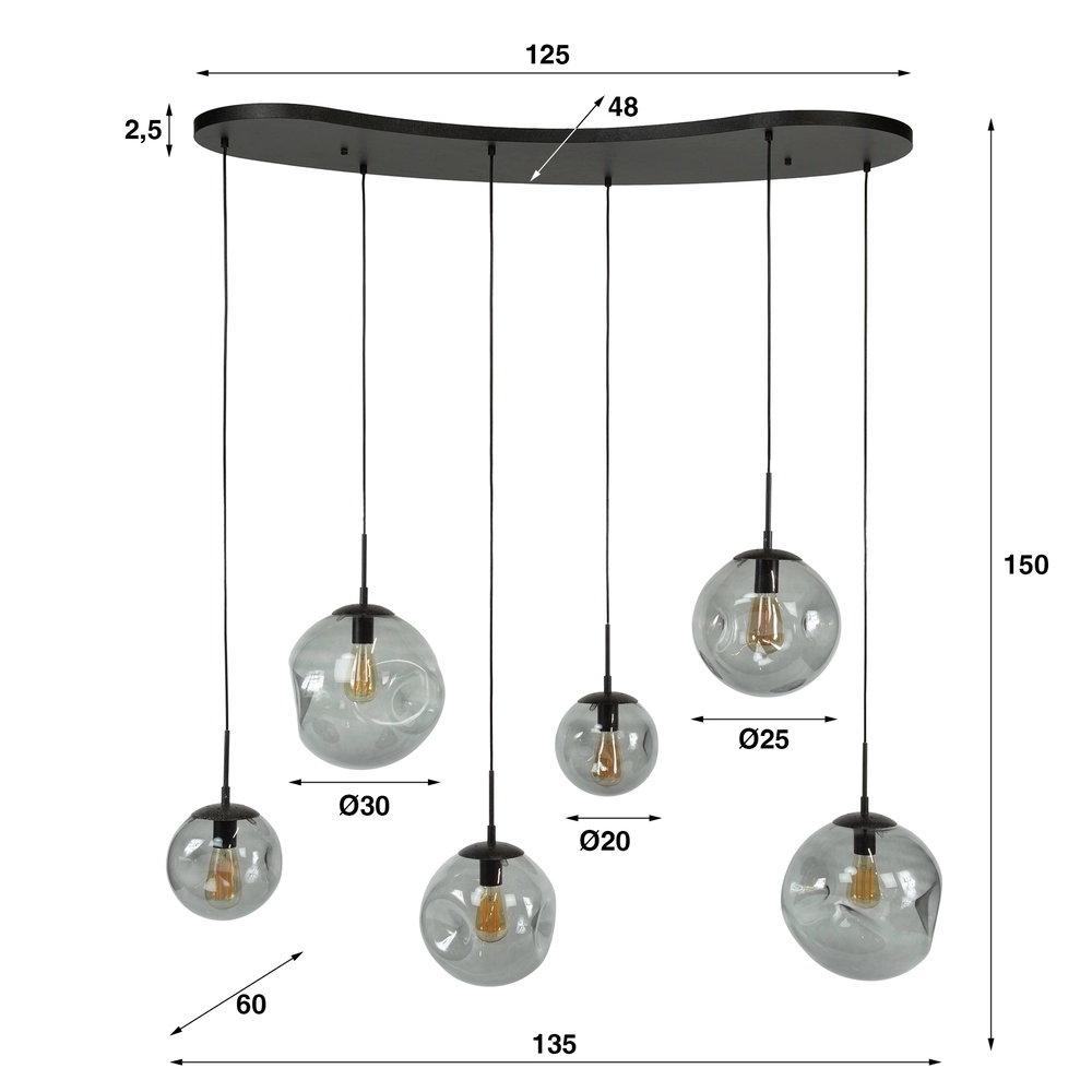 Lampe suspendue à 6 lampes Stellar avec plafond organique Lyora 8716803511729