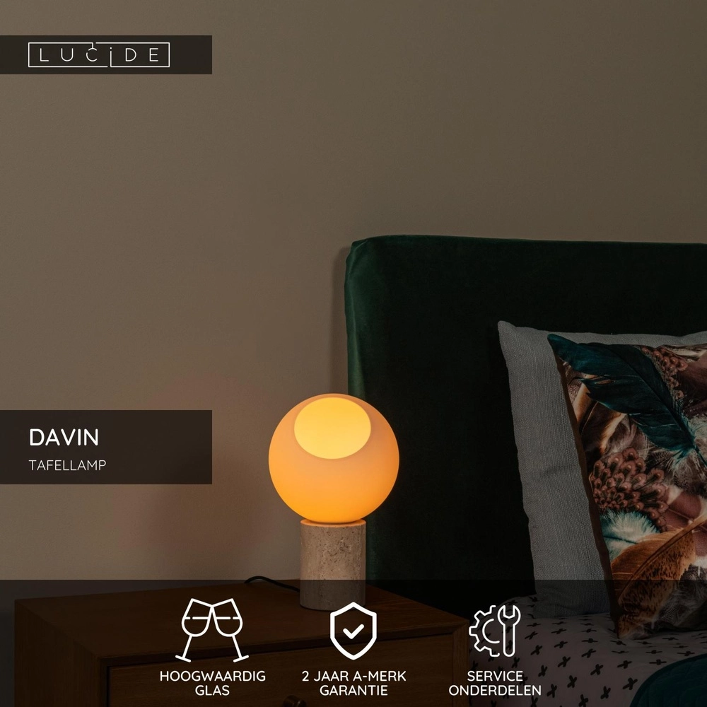 Lampe de table Davin brun sable avec du blanc Lucide 5411212051578