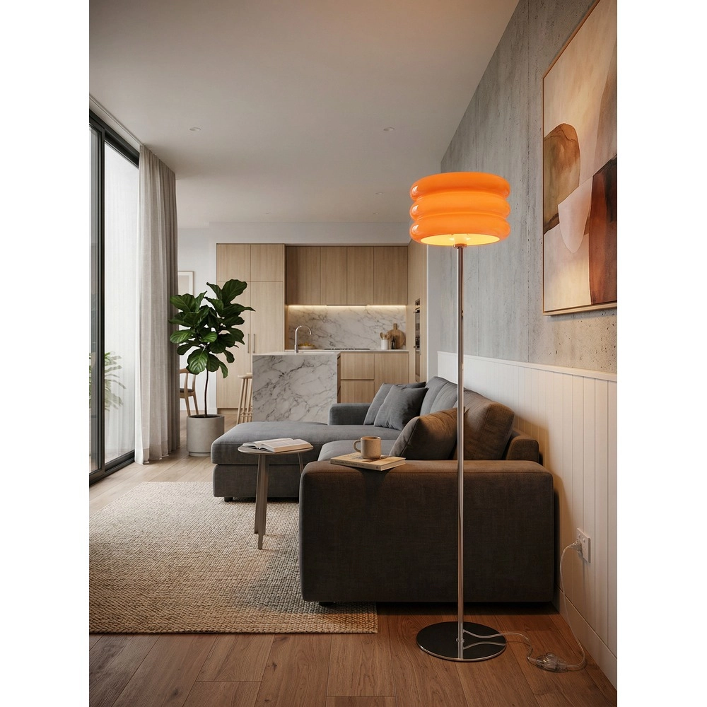 Lampadaire de conception Tortora chrome avec orange Ø 30cm Eglo 9008606405626