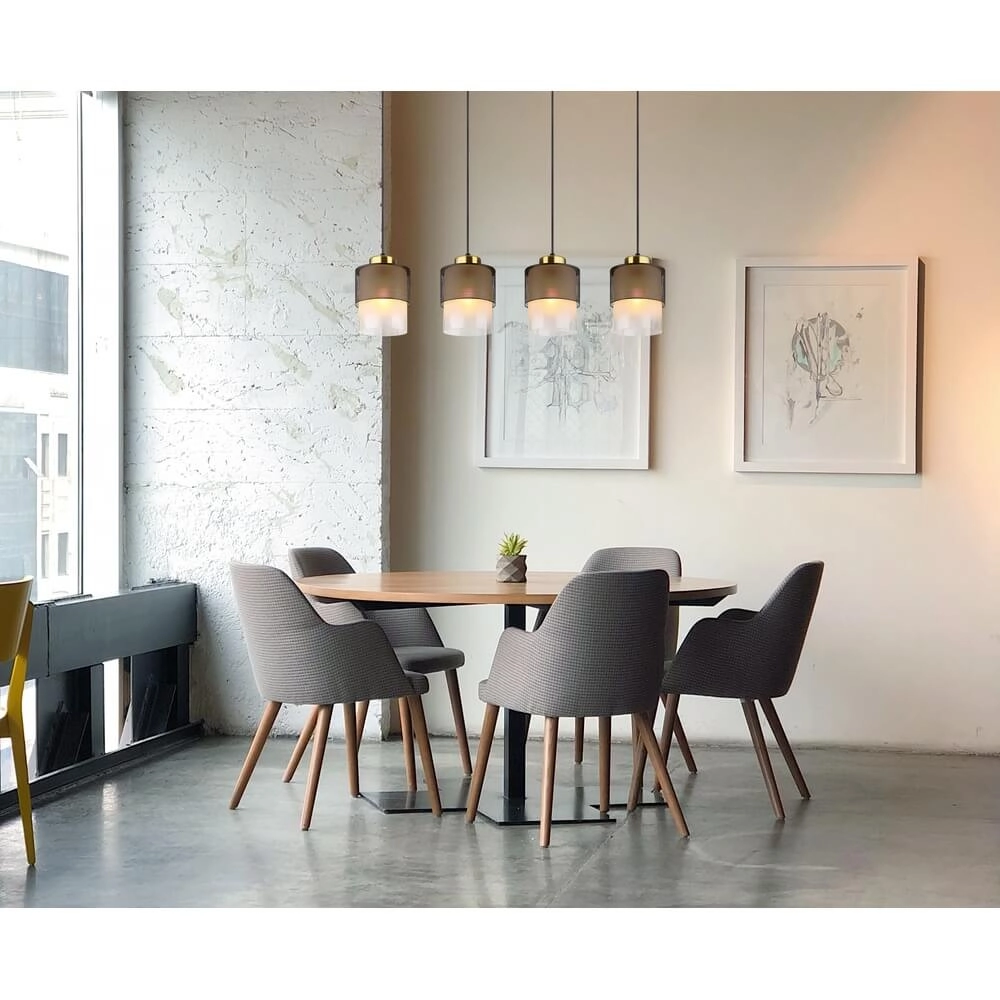 Suspension Olga 4 lumières noires avec maille Globo 9007371455485